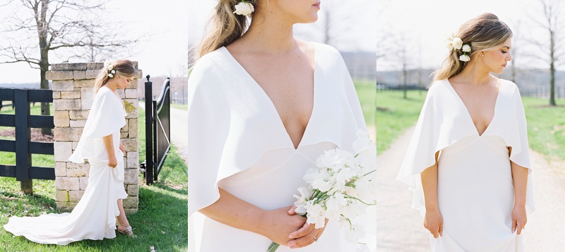 detail photos of bride outside at Ashbourne farms 