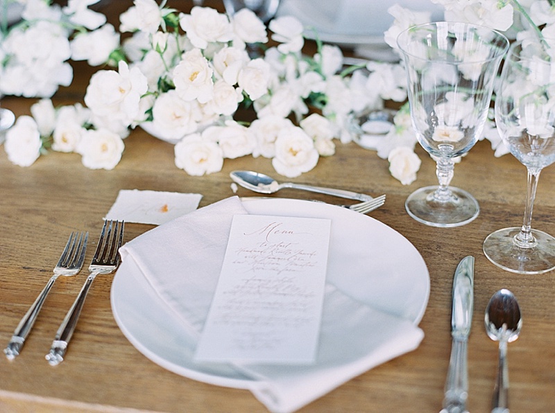 place setting at Ashbourne Farms 