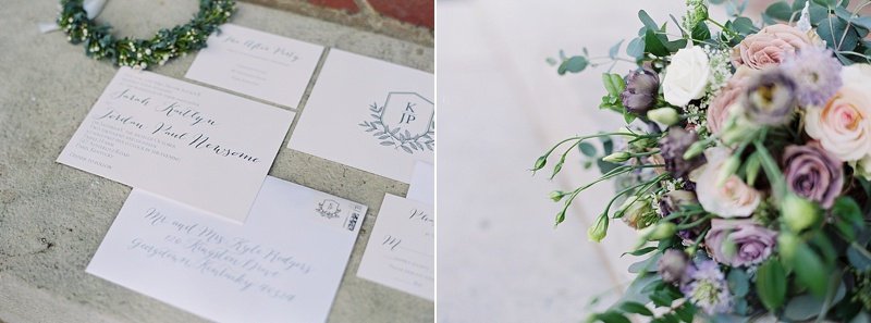 wedding invitation and flowers